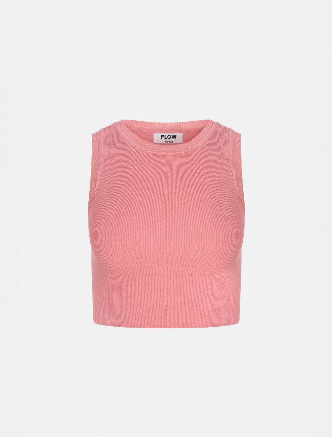 Трикотажний укорочений топ у рубчик рожевого кольору_0