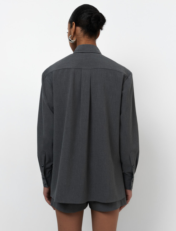 Рубашка с карманом серого цвета фото 4, цены, отзывы
