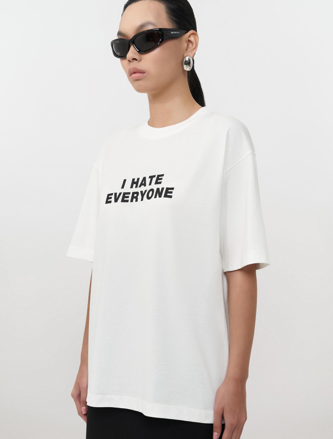 Футболка белая с надписью "I HATE EVERYONE" _1